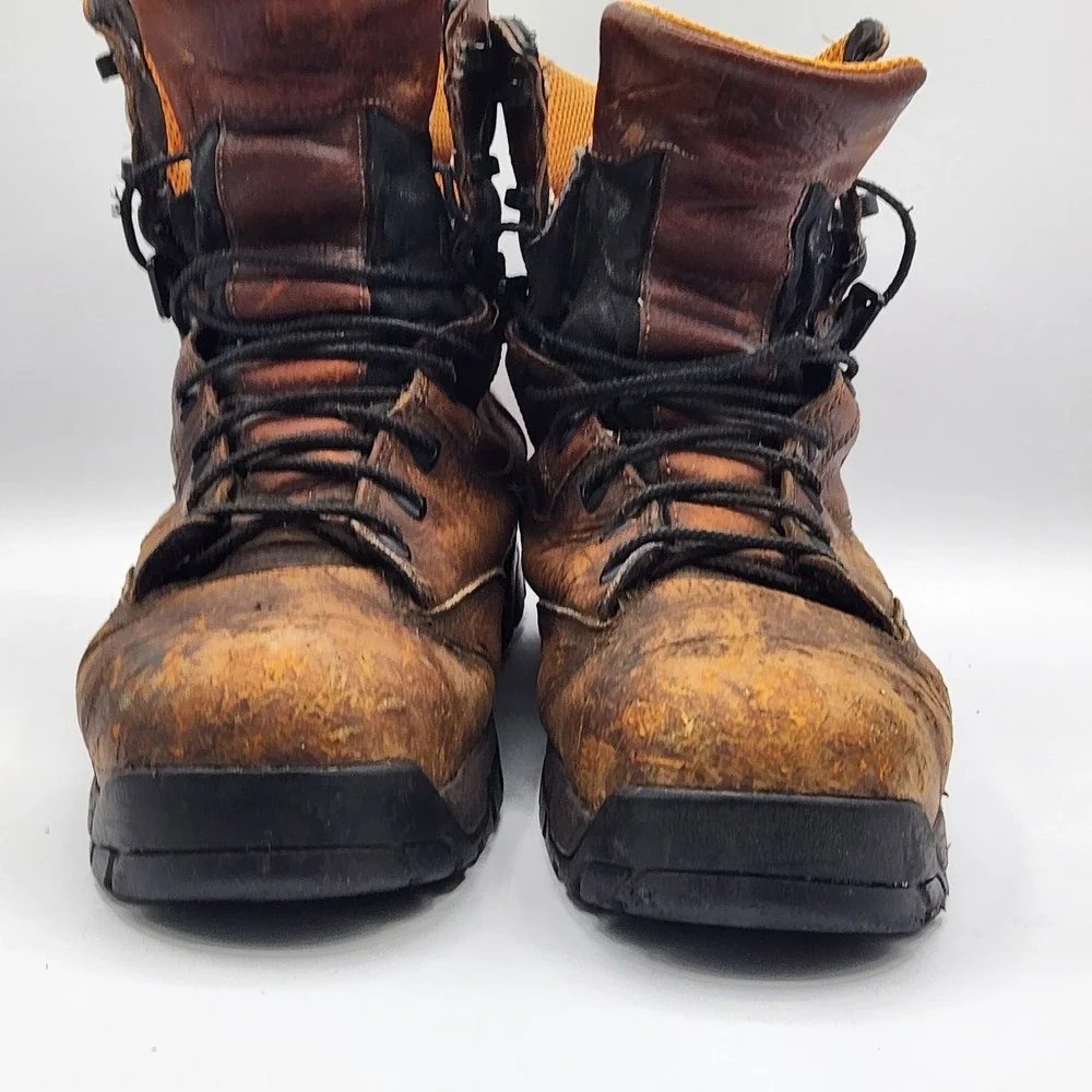 Timberland PRO‎ Series Composite Toe Work Boots Men's 10.5 Brown Leather Worn
